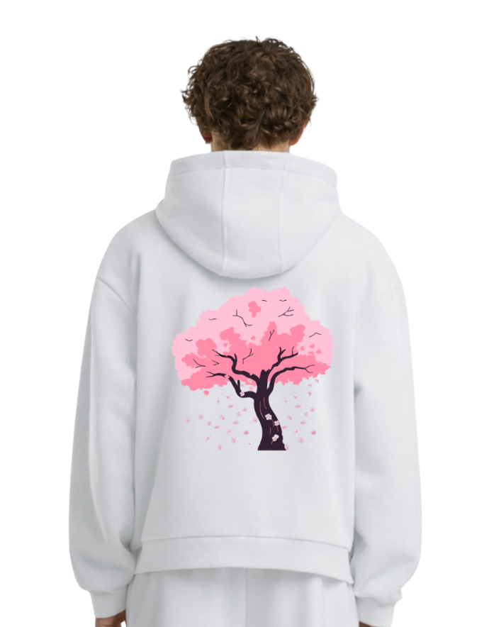 Sweat à capuche CERISIER JAPONAIS (Oversize, XS, XS)