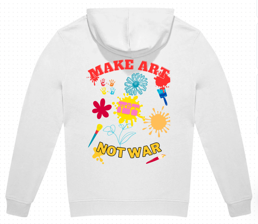 Sweat à capuche MAKE ART NOT WAR (Blanc, XS)